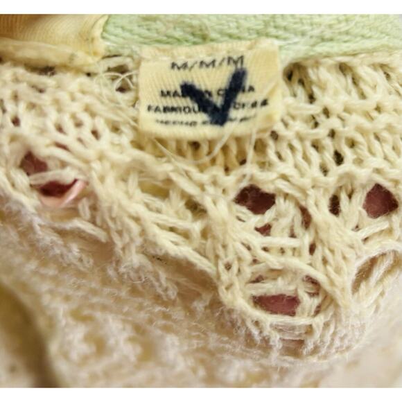 Vintage Y2K Crochet Roxy Boho Artsy Hooded Mid Length Cream Cardigan Size M - Picture 9 of 9